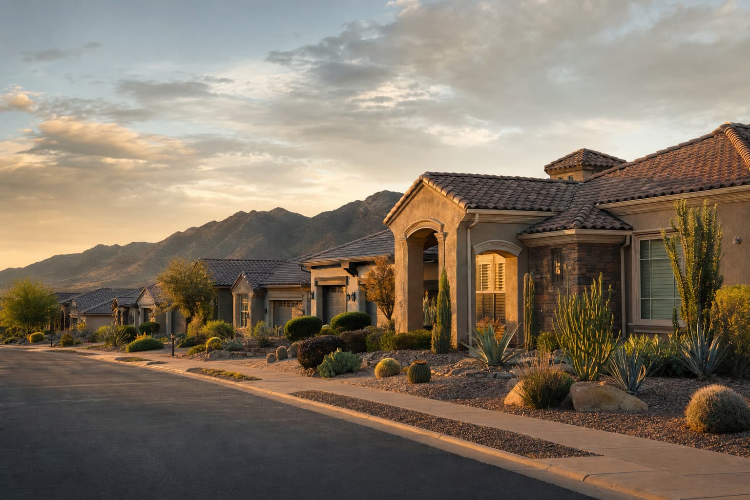 Residential architecture and desert landscape characteristic of Avondale, Arizona
