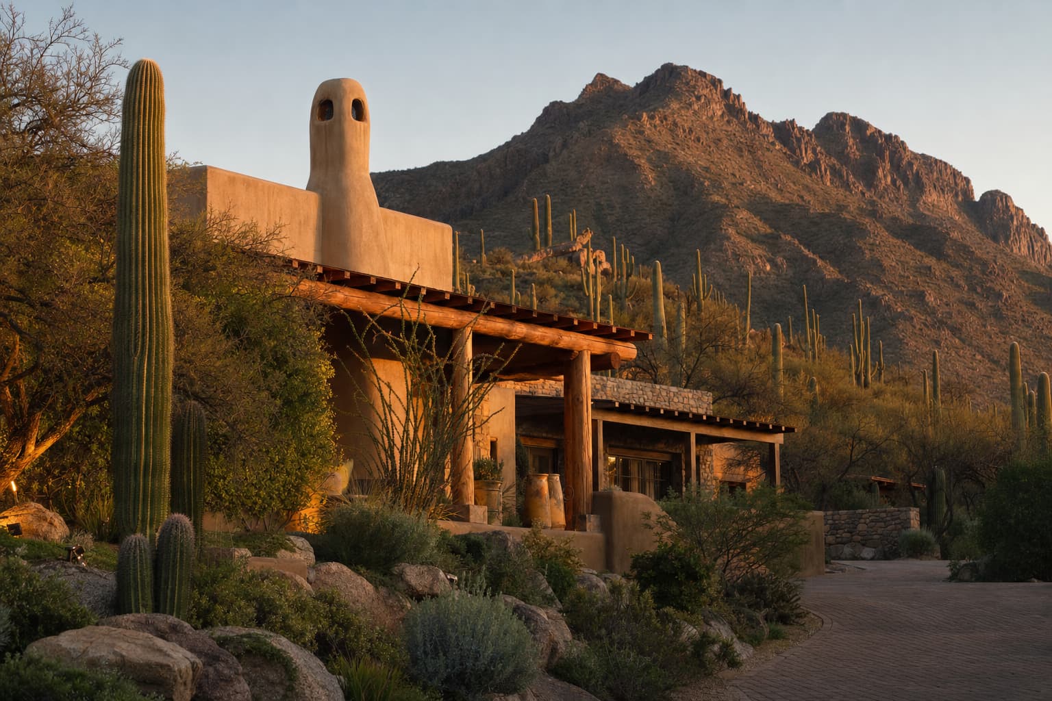 Residential architecture and desert landscape characteristic of Cave Creek, Arizona