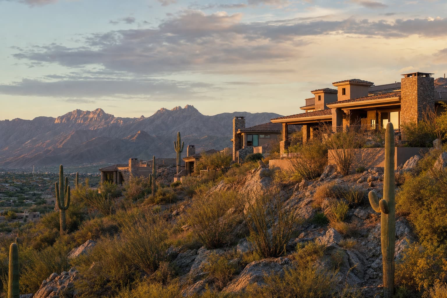 Residential architecture and desert landscape characteristic of Fountain Hills, Arizona
