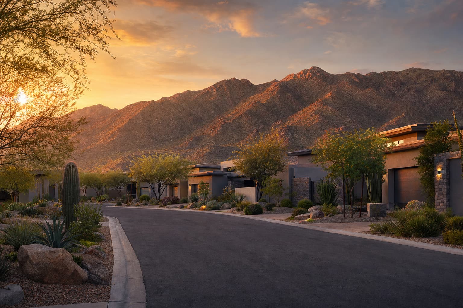 Residential architecture and desert landscape characteristic of Goodyear, Arizona