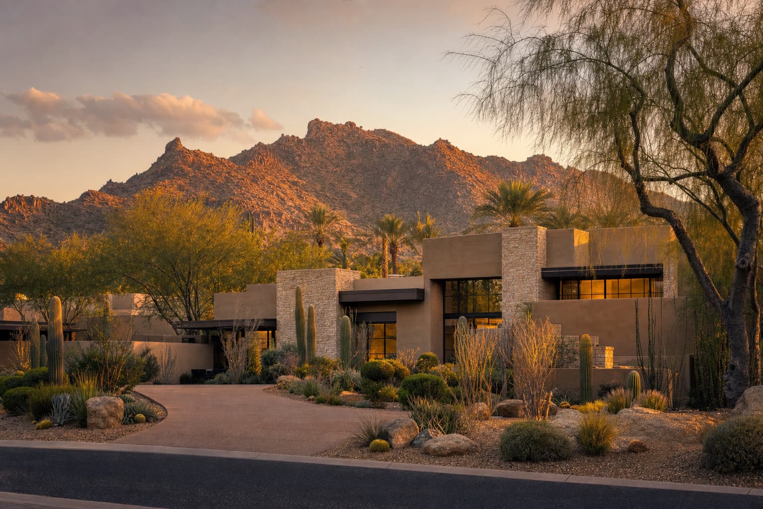 Residential architecture and desert landscape characteristic of Paradise Valley, Arizona