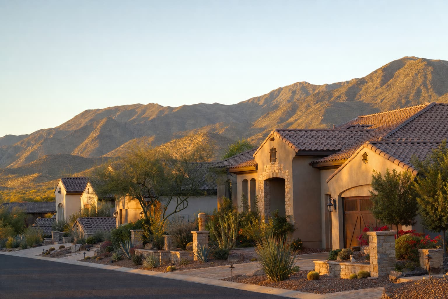 Residential architecture and desert landscape characteristic of Peoria, Arizona