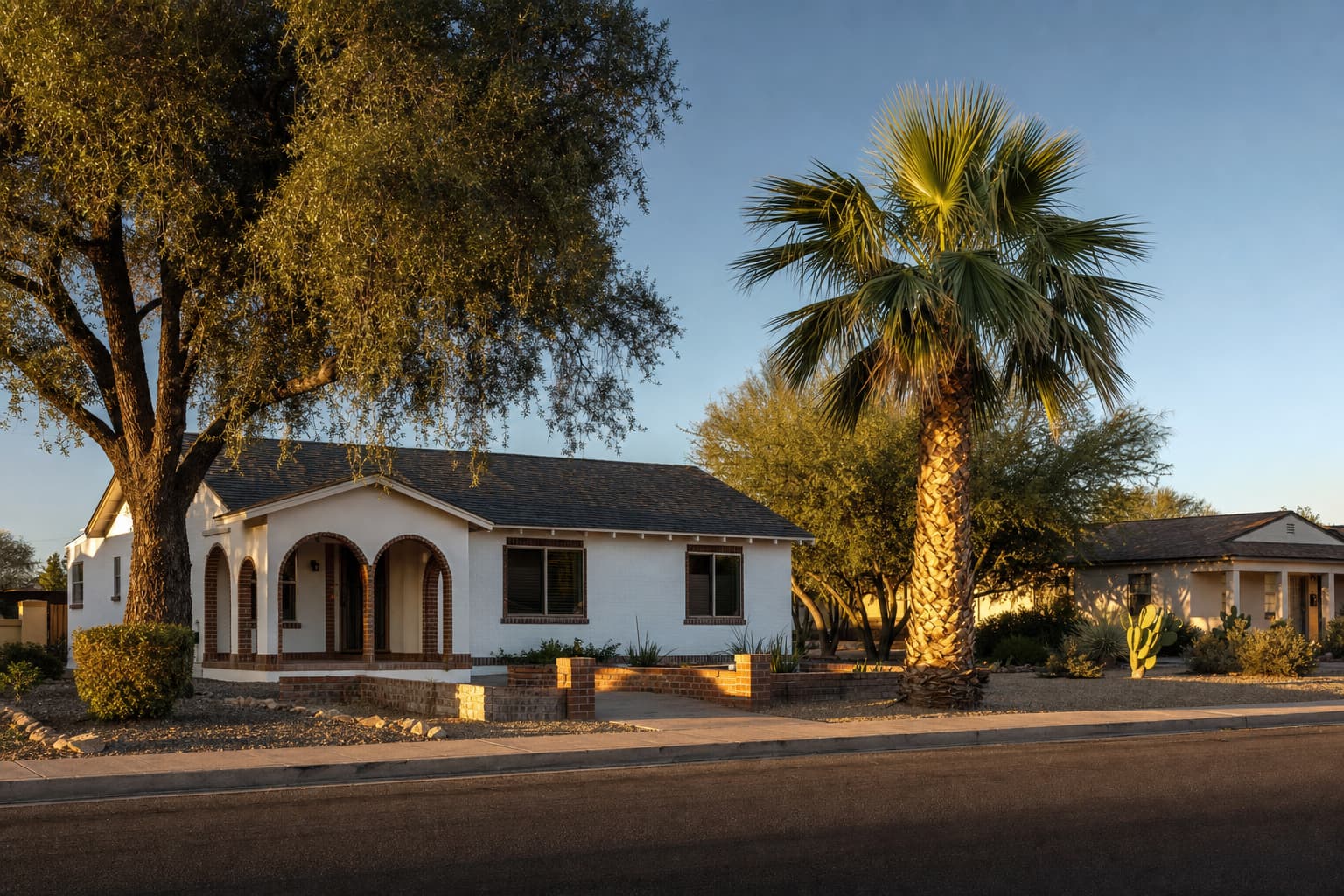 Residential architecture and desert landscape characteristic of Tolleson, Arizona